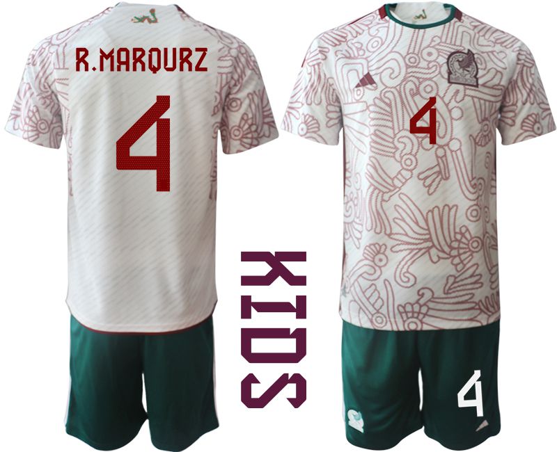 Youth 2022 World Cup National Team Mexico away white 4 Soccer Jersey